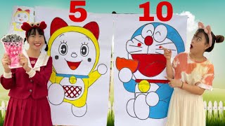 Thử Thách Tô Màu Tranh Doraemon và Dorami Khổng Lồ Siêu Đáng Yêu | Tuyết Tuyết TV