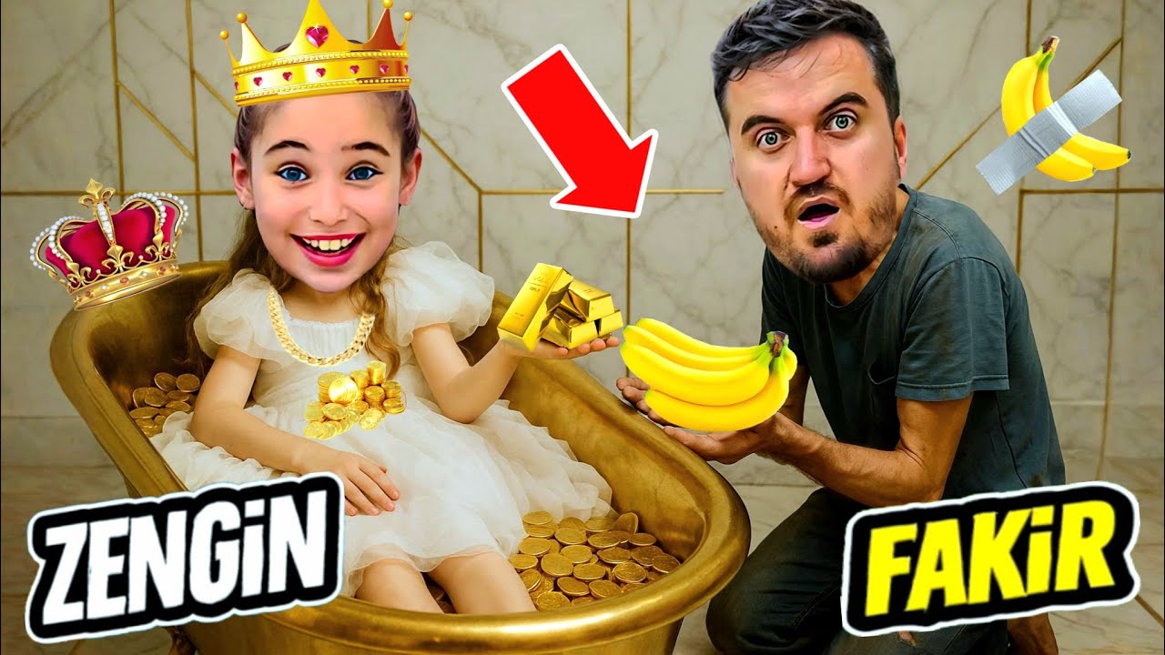 ELİF SİNEM ZENGİN FAKİR EV TURU ‼️ EYVAH BABAM MİLYON DOLARLIK MUZ YEDİ !! 