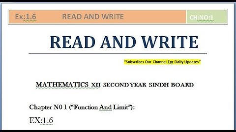 Mathematics - XII Second Year Sindh Board | Ex 1.6