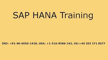 SAP HANA training video |SAP HANA online training demo