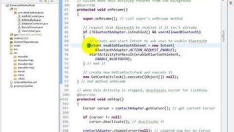 lesson17 07 AddressBook java  Updated Activity methods onCreate