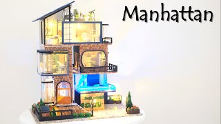 DIY Miniature Dollhouse Kit || Manhattan - Villa With Elevator & Pool - Relaxing Satisfying Video