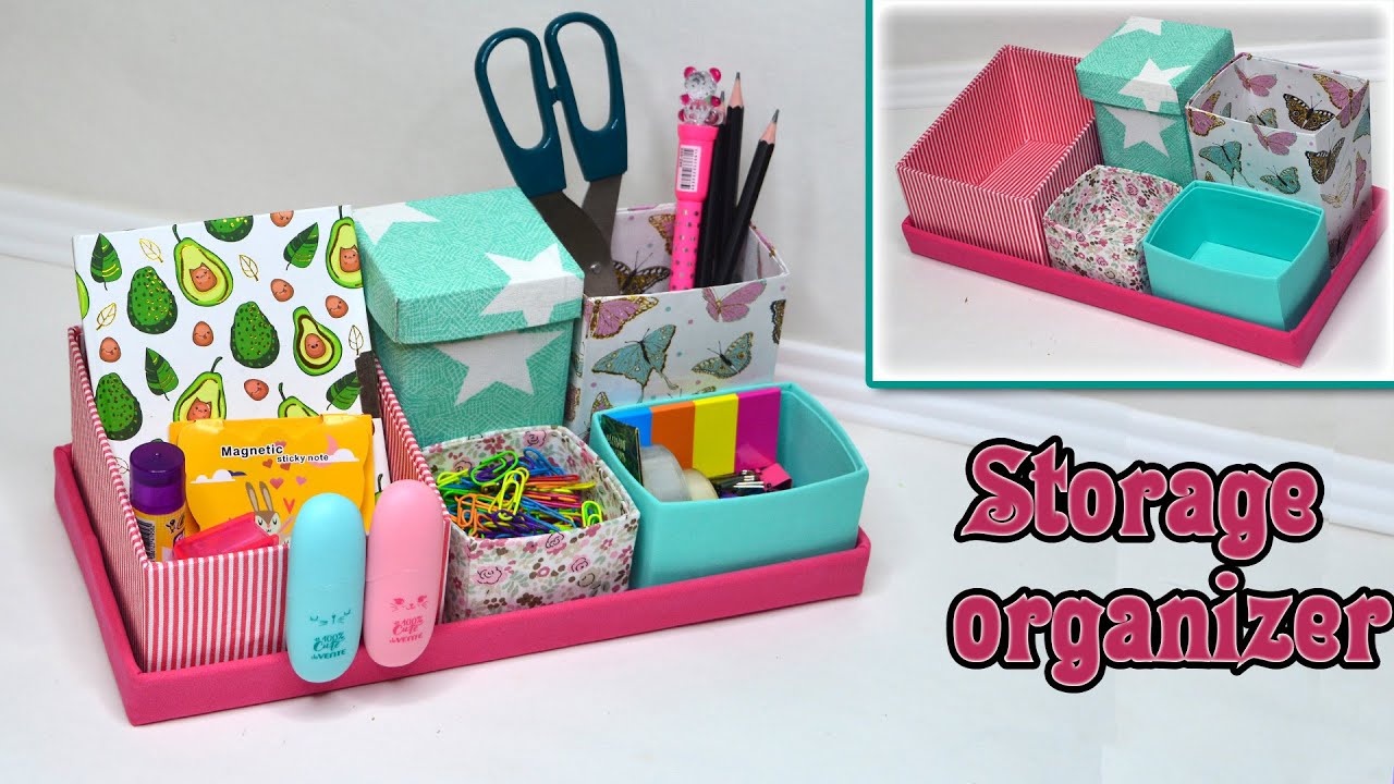 Recycling 💡 How to make a desktop storage organizer // cardboard crafts ...