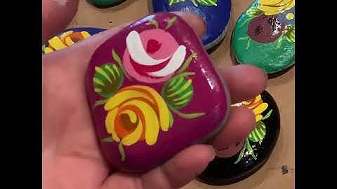 Canal Rose pebble painting demo
