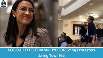 AOC CALLED OUT on her HYPOCRISY by Protesters during Town Hall