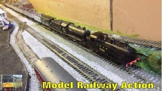 In the latest model railway action video (like last one) we see a
variety of steam and diesel hauling freight passengers as well few
double head...