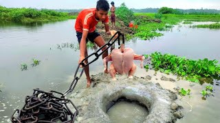 Undeliverable Underground Fishing Techinque, Monster Catfish Catch River Big Hole💞A Chicken Fishing