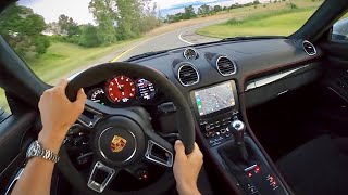 Porsche 718 Cayman GTS 4.0 2021 года (6-ступенчатая механическая коробка передач) — обзор вождения от первого лица