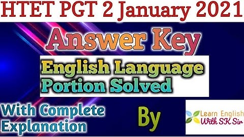 HTET PGT Exam January 2021 Answer Key | English Language Portion Solved | With Complete Explanation