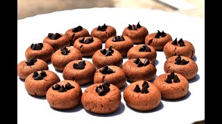 Eggless Wheat Chocolate Thumbprint Cookies-No maida, No white sugar, No oil, No baking soda/Powder