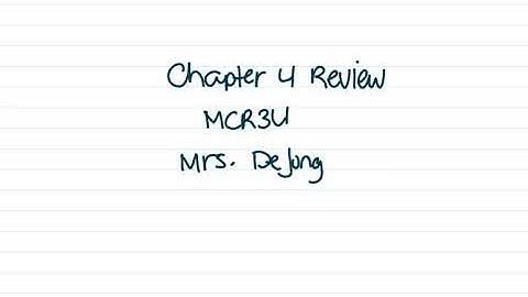MCR3U - Chapter 4 Review