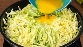 Cabbage with eggs tastes better than meat! Easy, quick and very delicious dinner recipe!