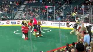 Mascots Play Lacrosse at Calgary Roughnecks Saddledome NLL 2012