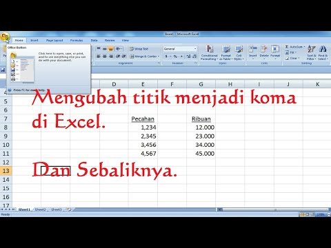 Video: Cara Mengganti Noktah Dengan Koma Di Excel