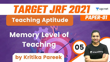 09:30 AM - Target JRF 2021 | Teaching Aptitude by Kritika Pareek | Memory Level of Teaching