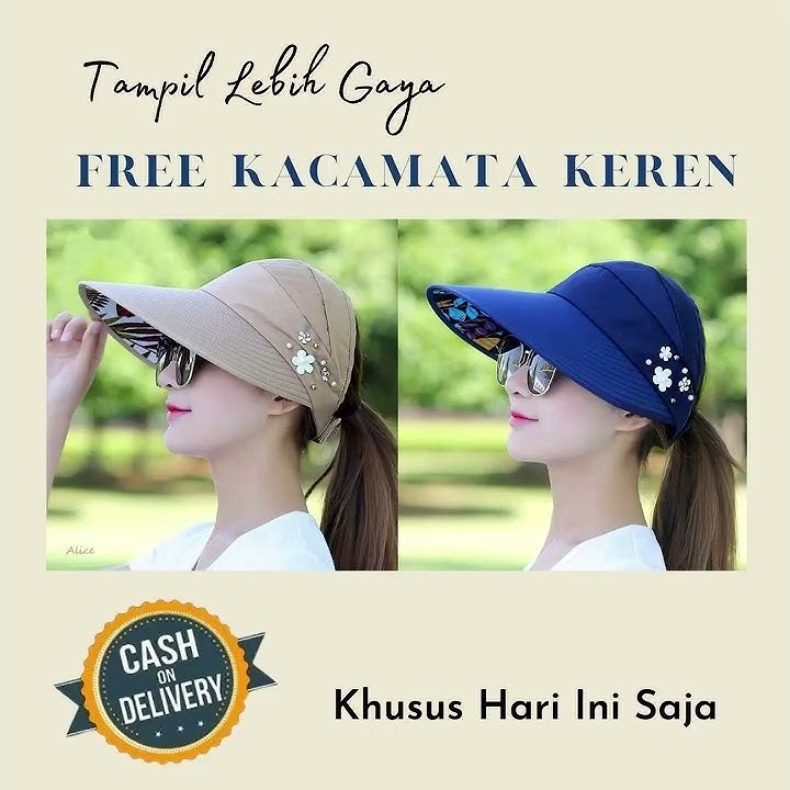 Topi Wanita Masa Kini Free Kacamata Keren