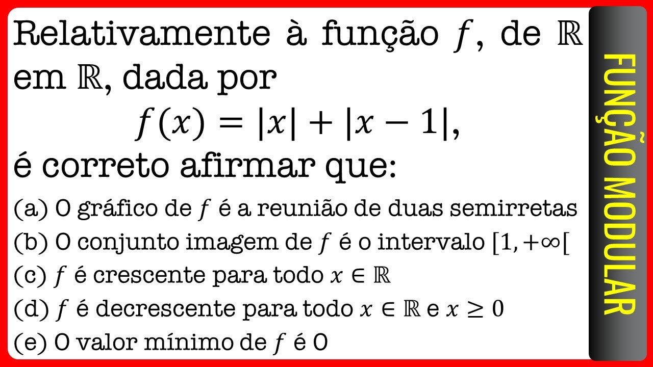 Modulo R FGV || Função Modular || Relativamente à função 𝑓, de ℝ em ℝ, dada por ...