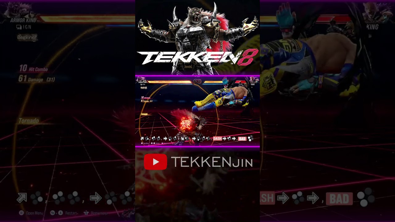 💥 ARMOR KING 73 DAMAGE Combo ⚔️ – Pure Power in TEKKEN 8!
