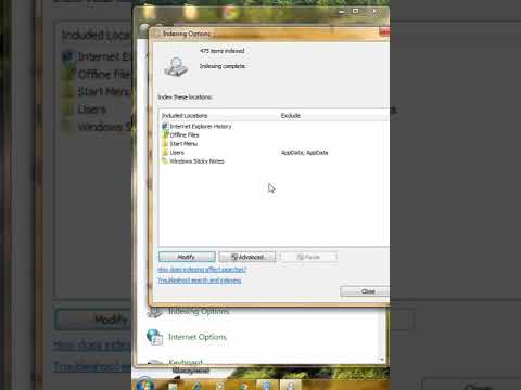 How to Find Indexing Options Features Settings in Windows 7