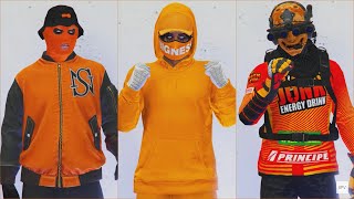 GTA V - 5 Easy Tryhard Outfits Tutorial #62 (Orange Outfits 2022)