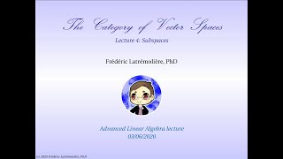 The Category of Vector Spaces: Subspaces (Lecture 4)