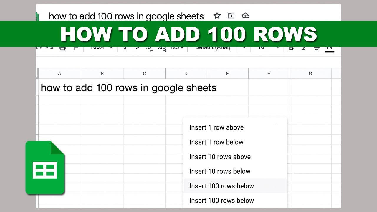 how to add 100 rows in google sheets - YouTube