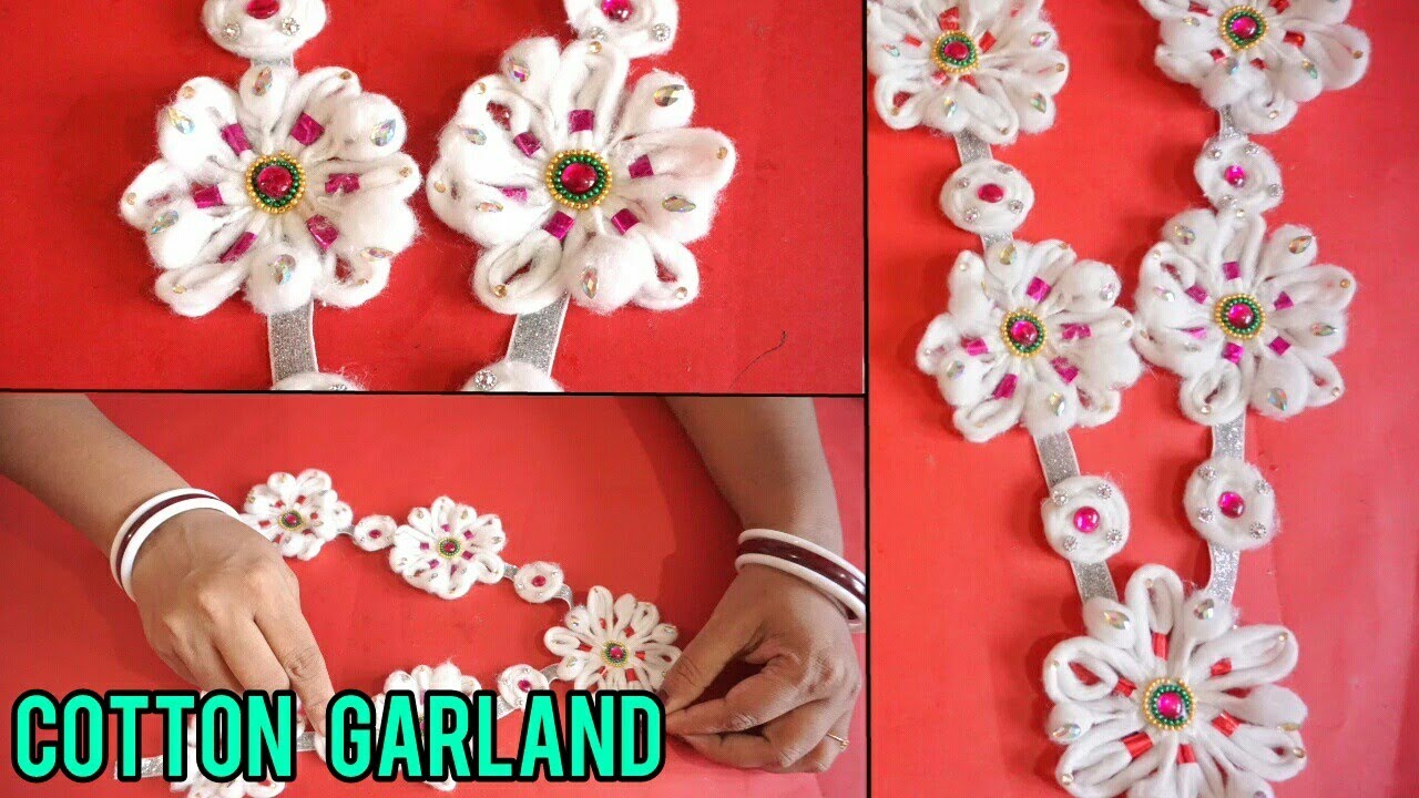 Cotton garland How to make cotton garland beautiful garland for god