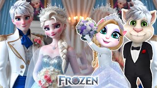 Frozen Queen Else and Jack Frost Couple's wedding💍 Vs My Talking Angela 2 and my Talking tom cosplay