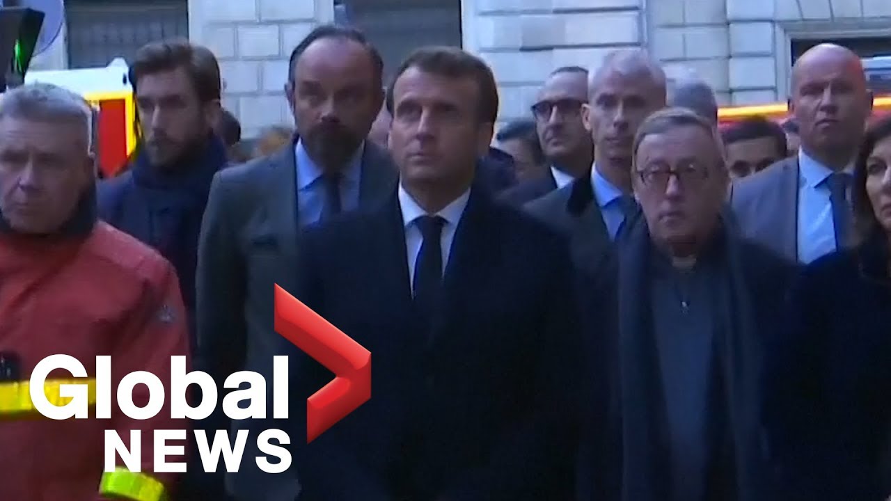France's Macron speaks with firefighters at scene of Notre Dame Cathedral blaze notre dame montreal