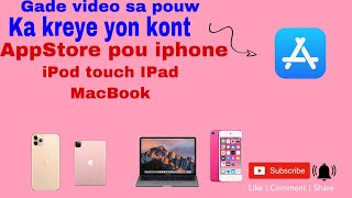 Men koman ou kapab kreye yon kont AppStore ou ICloud….Gade vidéo a jis ka lafen