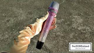 Light Pink to Silver Personalized Wireless Microphone with Bling/Crystals by PerZONEalized