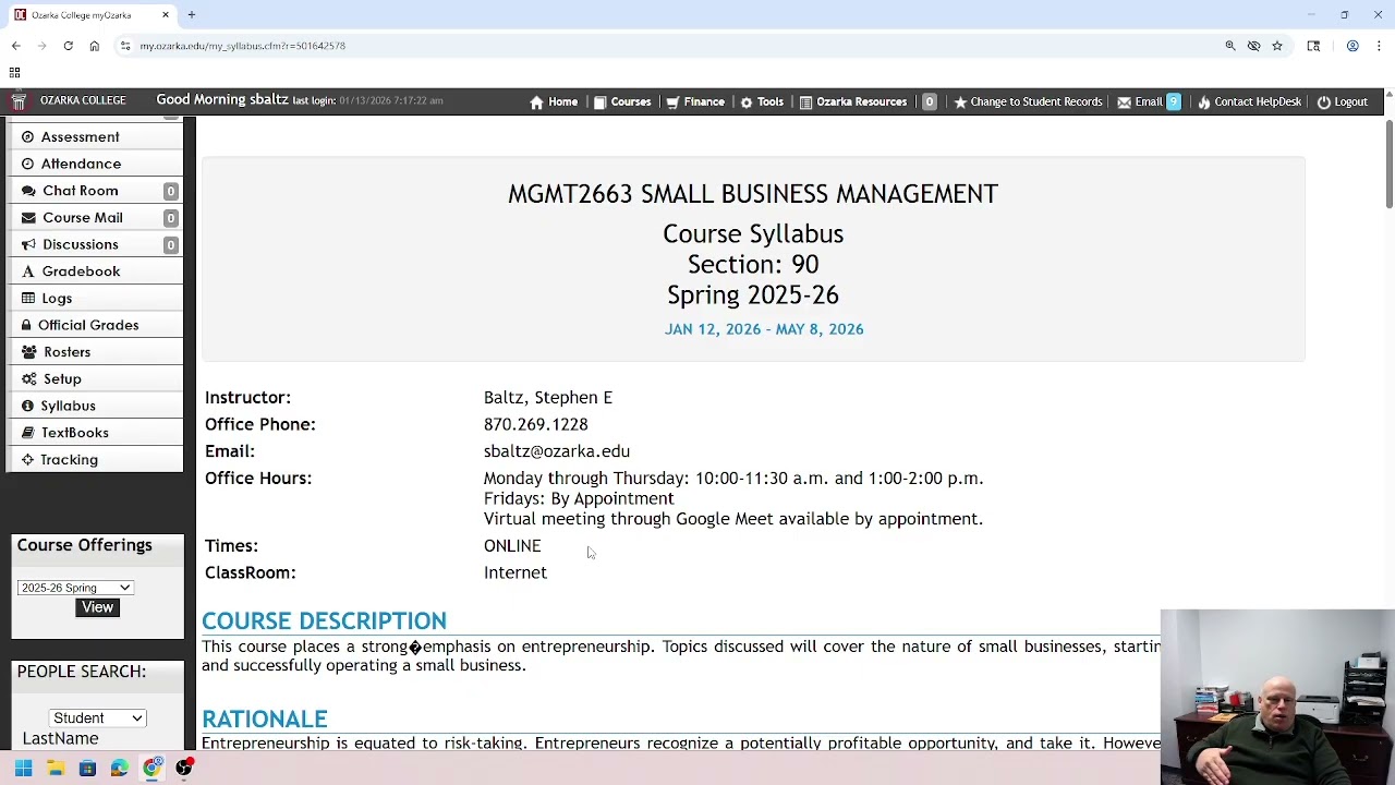 MGMT2663 Small Business Management Spring 2026 Welcome Video