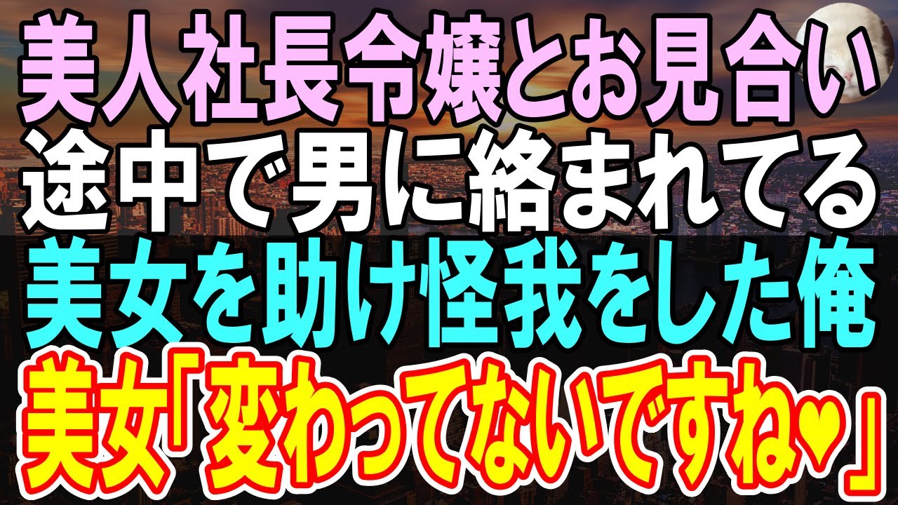 【感動する話】美人社長令嬢とお見合い！雑用係平社員の俺が足取り重く会場に向かうとヤンキーに絡まれている女性を助けたら怪我をした「あの頃から変わらないですね」社長「どう言うことだ？」【いい話】【朗読】