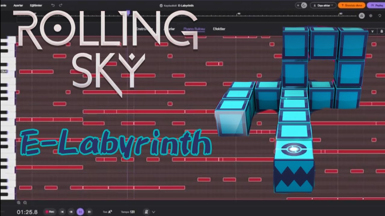 Rolling Sky: E-Labyrinth - Piano Tutorial 🔌🌌🕹