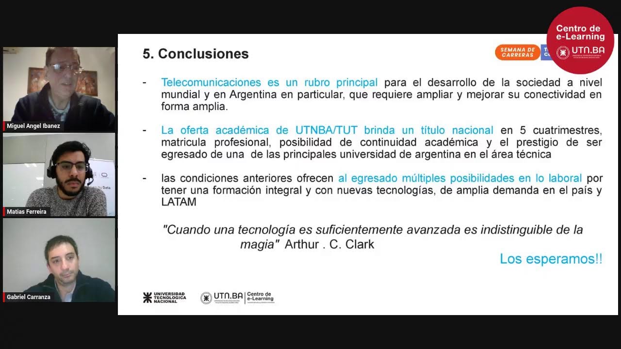 Charla informatia Tecnicatura Universitaria en Telecomunicaciones