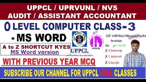 MS WORD computer class for UPRVUNL, UPPCL assistant accountant O Level Course, computer for UPRVUNL