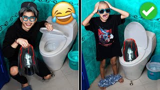 BENERAN SERAM!!! PRANK BOCIL BOKER WCNYA KITA TARUH KEPALA HANTU! DIA BELUM CEBOK LARI KOCAR-KACIR!