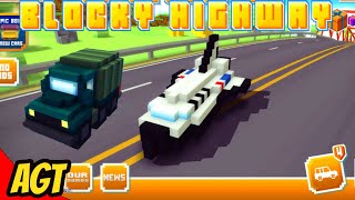 Blocky Highway Traffic Racing - Space Shuttle and Army Truck - Android Gameplay screenshot 1