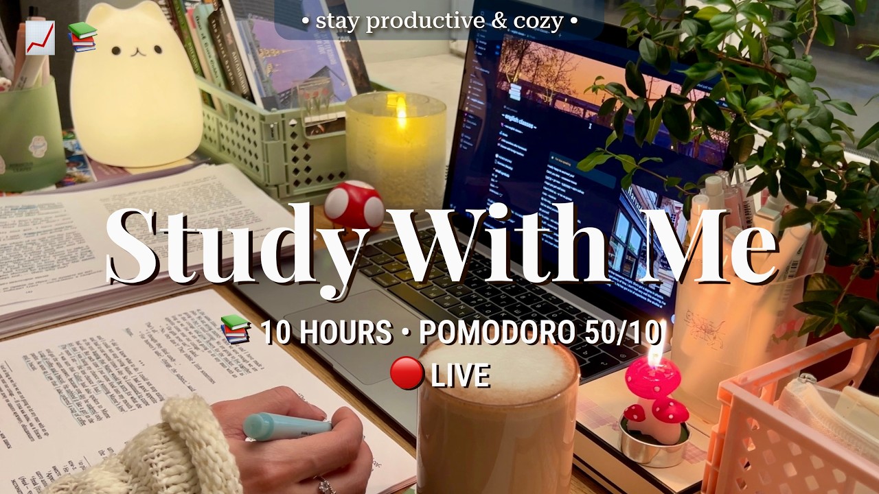 10 HR • STUDY WITH ME • Pomodoro 50/10 | Deep Focus - YouTube