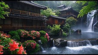 Serene Rainfall in a Japanese Garden: Calming Rain Sounds and Piano Music for Relaxation 🌸🎹