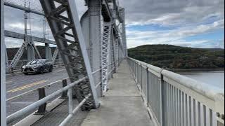 Crossing the Mid Hudson Bridge over the Hudson River in Poughkeepsie Hudson Valley New York USA