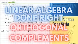 (6.C) Linear Algebra Done Right: Orthogonal Complements