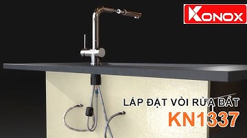KONOX KN1337 - Hướng dẫn lắp đặt vòi rửa bát rút dây nóng lạnh - VUATHIETBI.COM