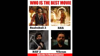 Baahubali 2 VS RRR VS Kgf 2 VS Vikram Movies Comparison | World Comparison | #prabhas #yash #shorts
