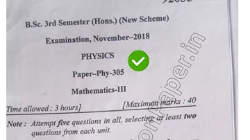 2018 Mdu BSc Physics Hons 3rd Mathematics Question Paper #MduQuestionPaper