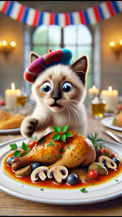 What’s for dinner? Chicken surprise 🙀😸 #kitten #ai #cute #chicken #dinner #france #cutecat