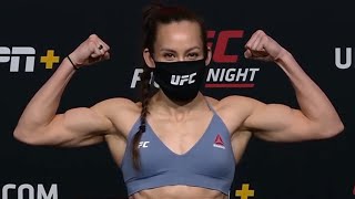 Jinh Yu Frey and Gloria de Paula - Official Weigh-ins - (UFC Fight Night: Edwards vs. Muhammad)