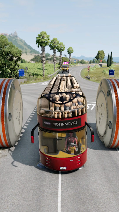Capsule Bus & Cement Truck vs Hydraulic Crush #893 #beamngdrive #crashdrive #shorts