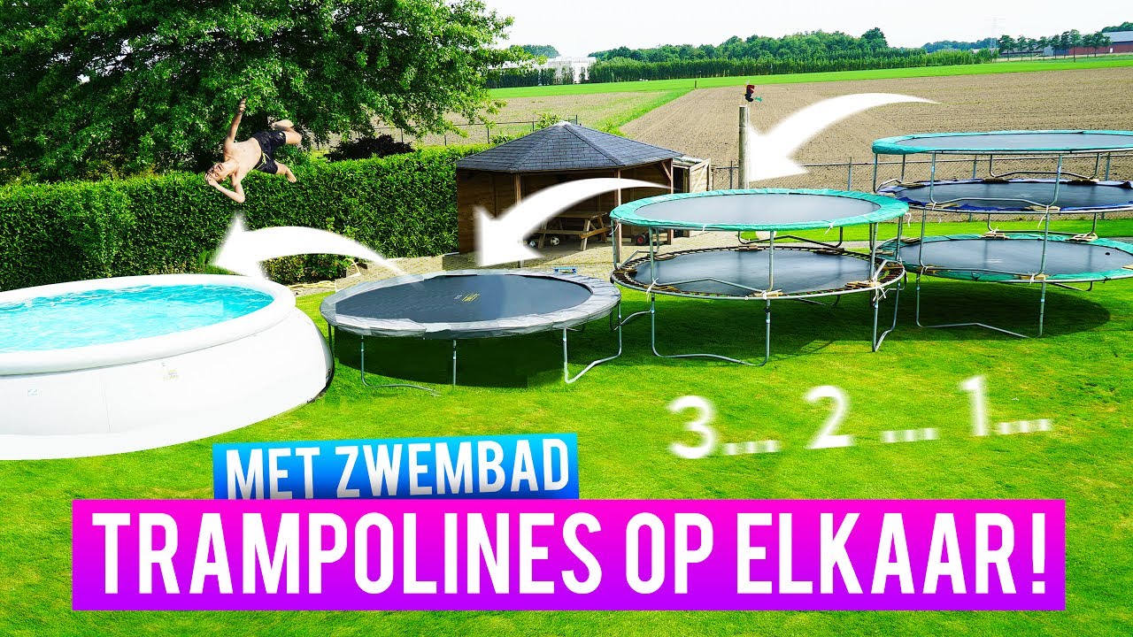 teksten automaat niet 3... 2... 1... TRAMPOLINES OP ELKAAR MET ZWEMBAD! - YouTube