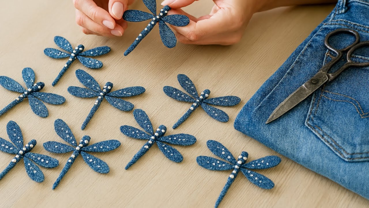 Turn old jeans into a brooch - Brooch
